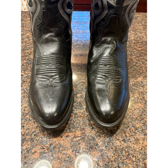 Dan Post Black Leather Cowboy Boots Size 8 1/2EW - Picture 3 of 8